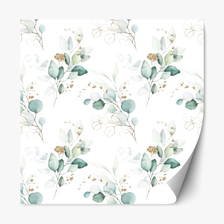 Repositionable sticker green eucalyptus watercolor botanical pattern • Wallissimo®