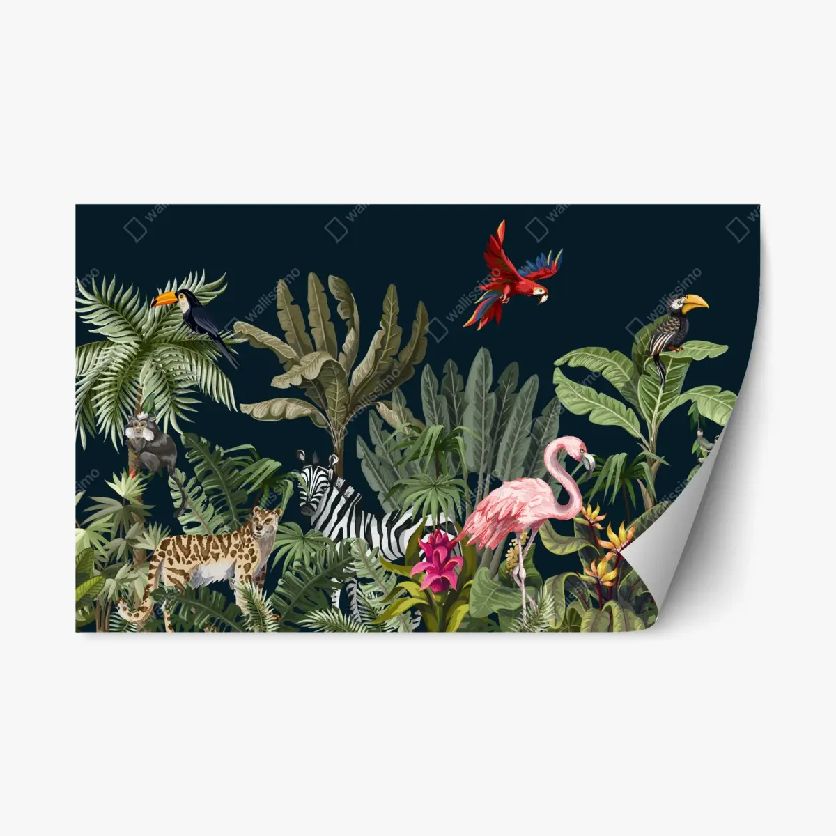 Repositionable sticker tropical jungle wildlife illustration ⁕ Wallissimo® Repositionable sticker tropical jungle wildlife illustration ⁕ Wallissimo®