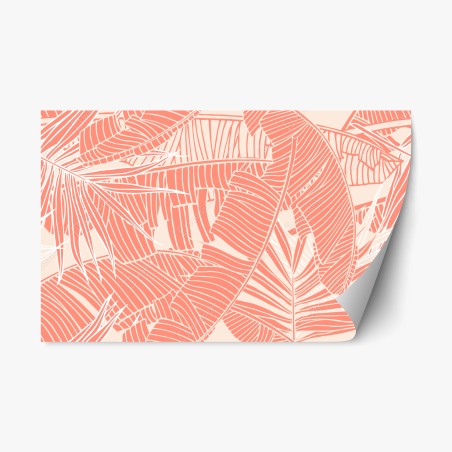 Repositionable sticker coral tropical leaf pattern • Wallissimo®