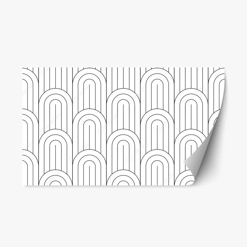 Repositionable sticker monochrome retro arch pattern