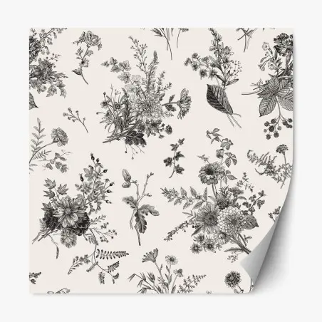 Repositionable sticker classic black and white floral pattern • Wallissimo®