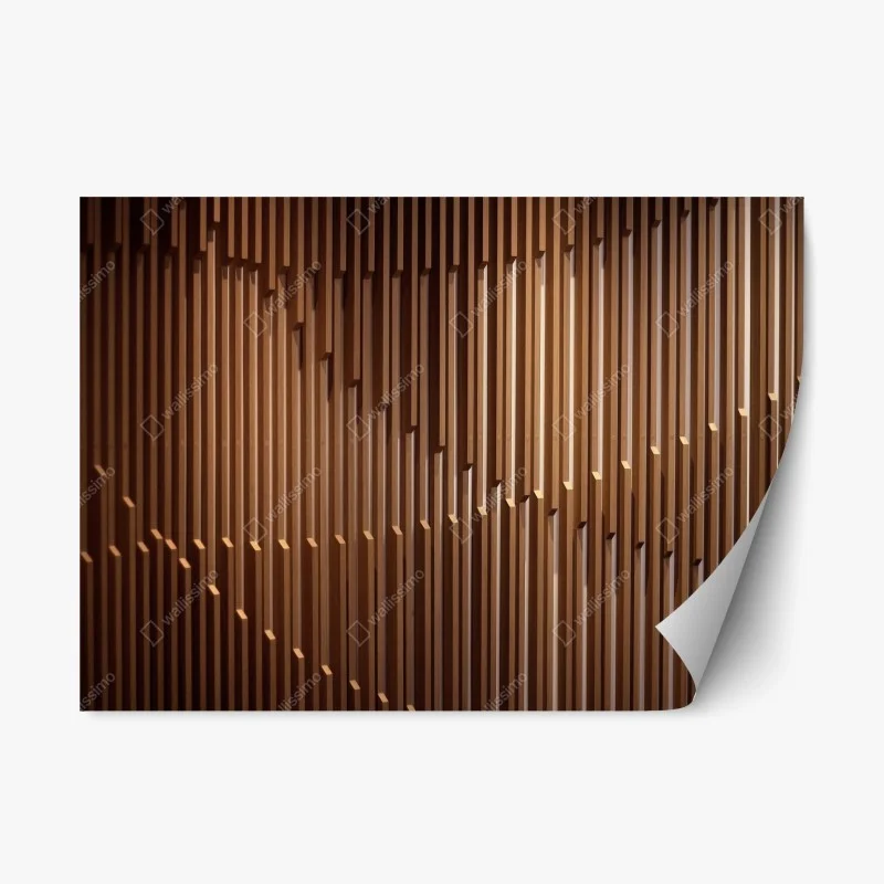 Repositionable sticker warm wooden slat wall pattern