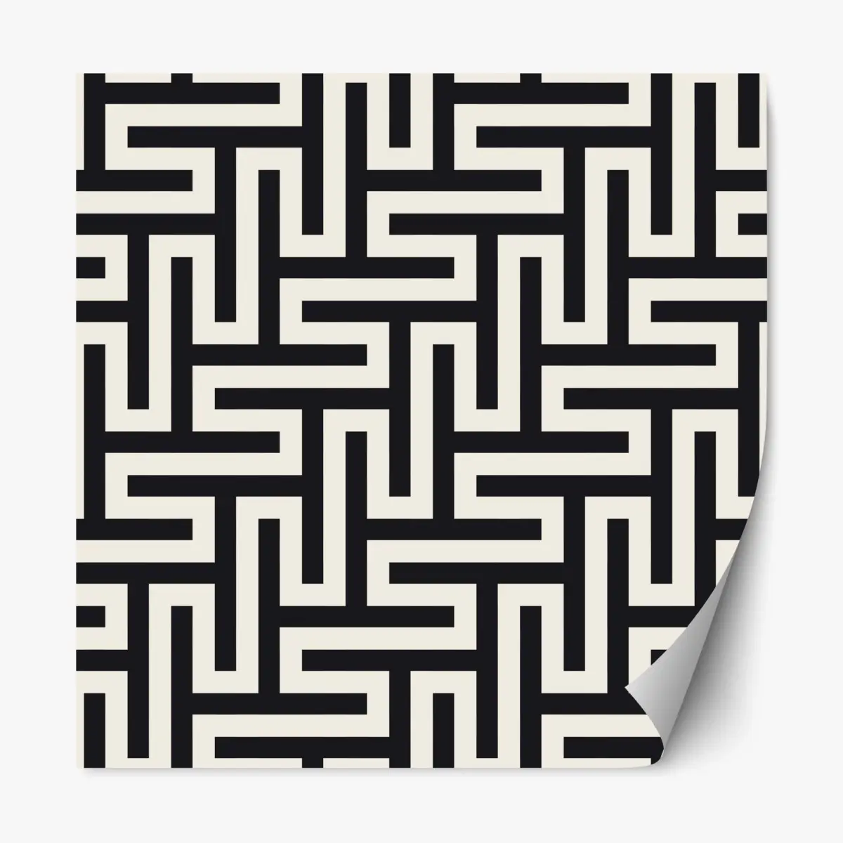 Repositionable sticker geometric maze pattern in beige and black • Wallissimo®