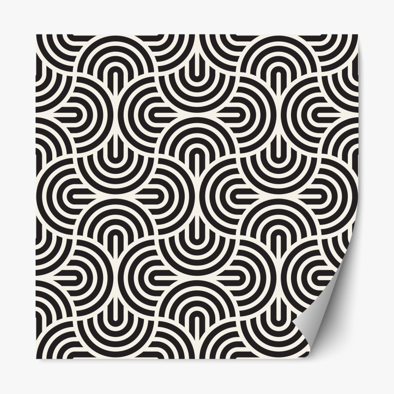 Repositionable sticker black and white geometric pattern
