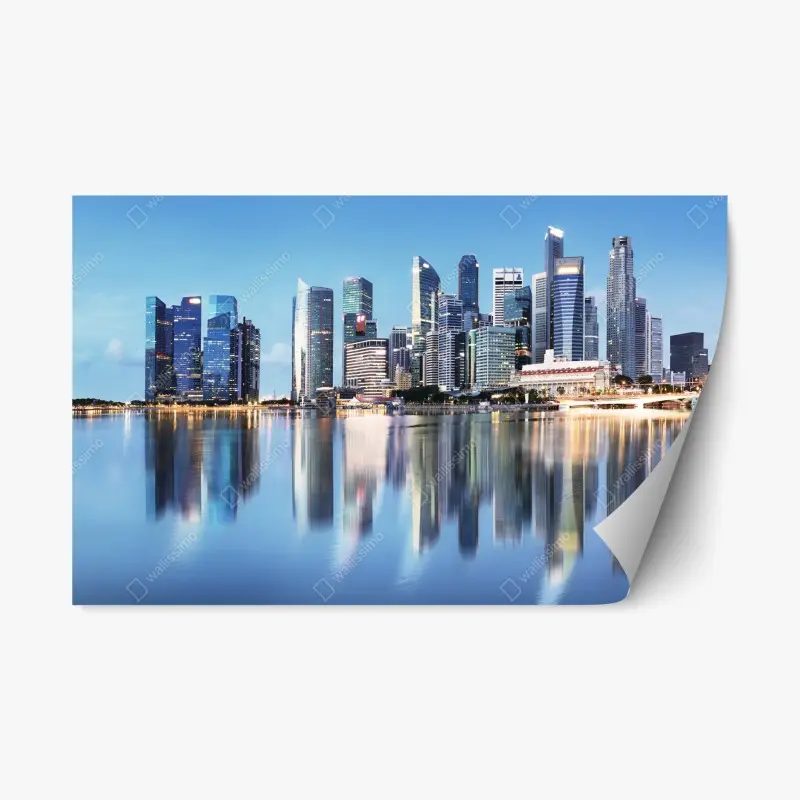 Repositionable sticker modern skyline reflected on water ⁕ Wallissimo® Repositionable sticker modern skyline reflected on water ⁕ Wallissimo®