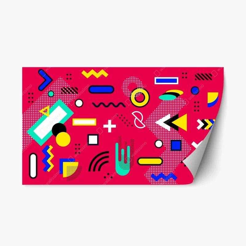 Repositionable sticker vibrant geometric pop pattern