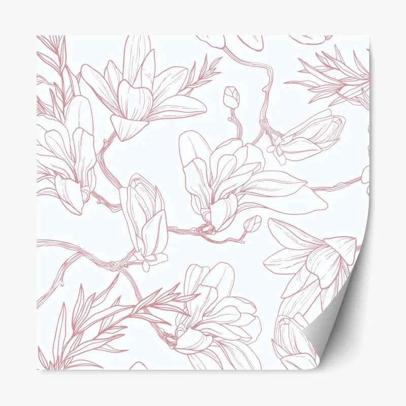 Repositionable sticker delicate magnolia floral pattern in soft pink