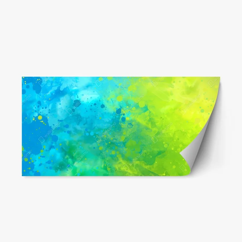 Repositionable sticker vibrant turquoise and lime watercolor splash