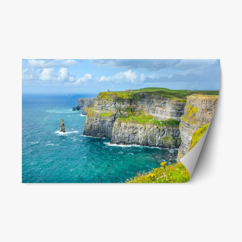 Repositionable sticker dramatic coastal cliffs and ocean view