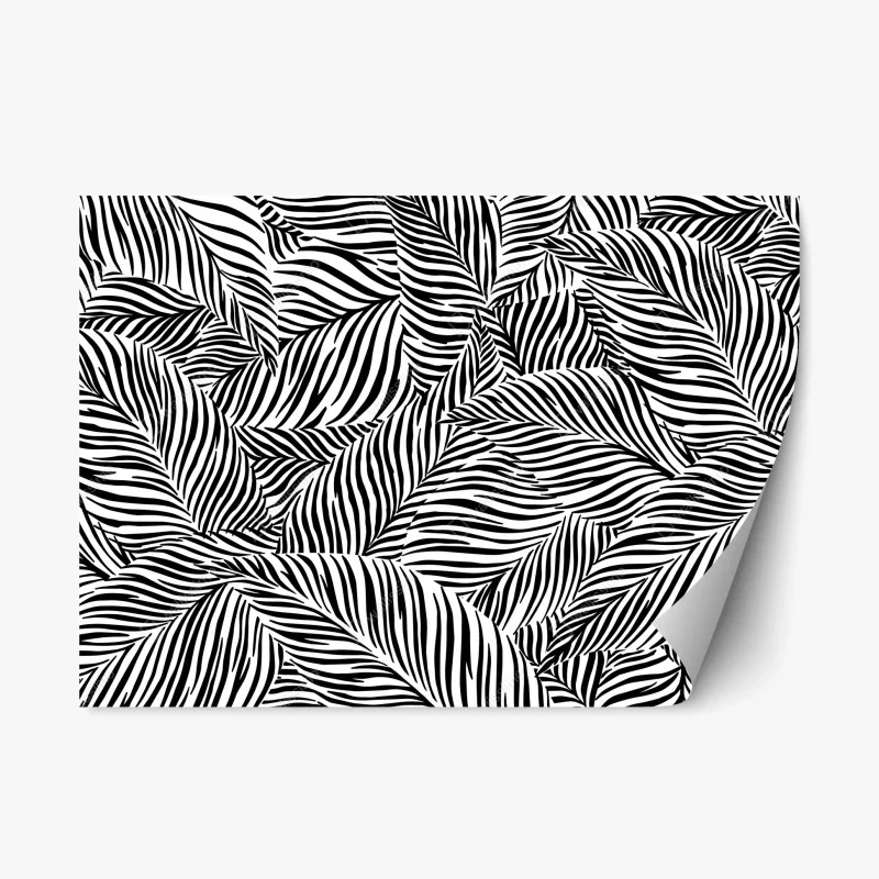 Repositionable sticker monochrome tropical leaf pattern