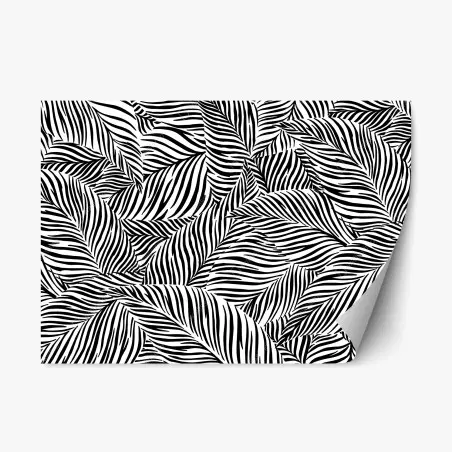 Repositionable sticker monochrome tropical leaf pattern • Wallissimo®