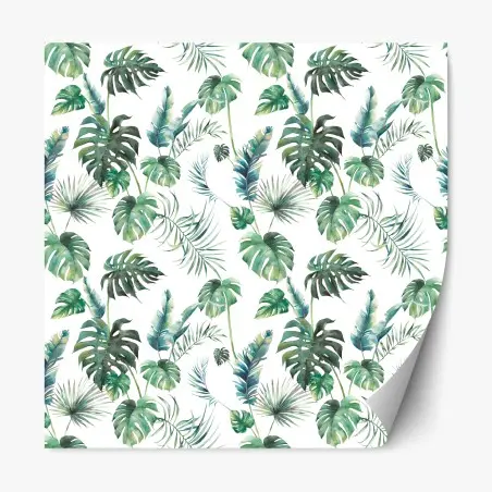Repositionable sticker watercolor tropical leaves pattern • Wallissimo®