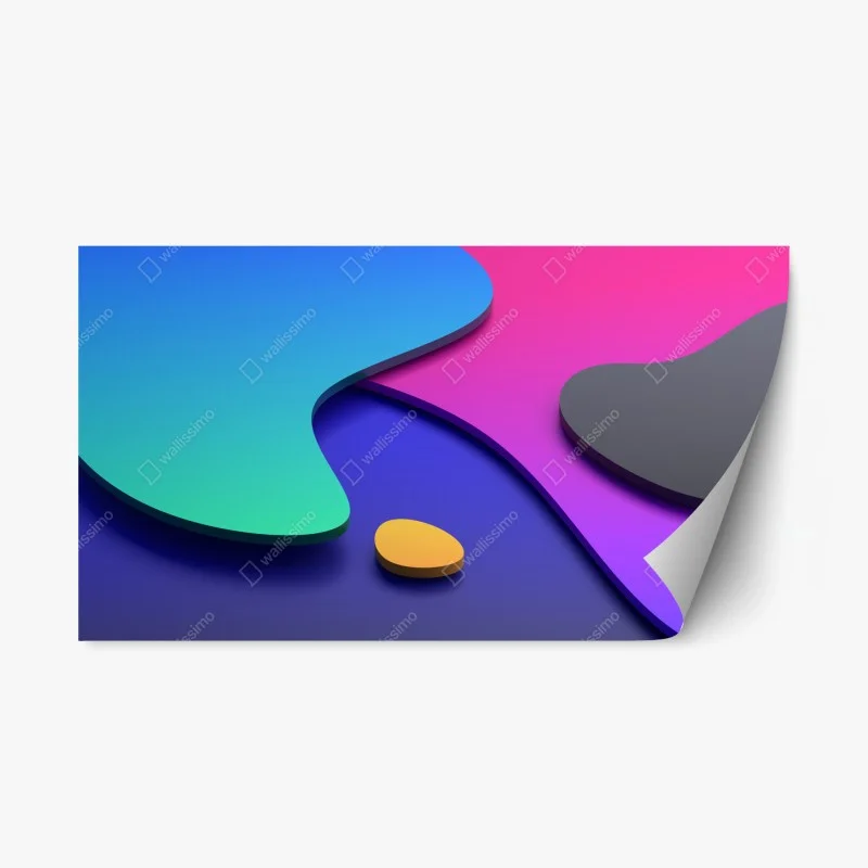 Repositionable sticker vibrant abstract 3d curves