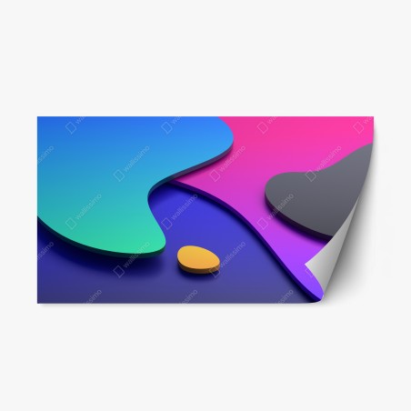 Repositionable sticker vibrant abstract 3d curves • Wallissimo®