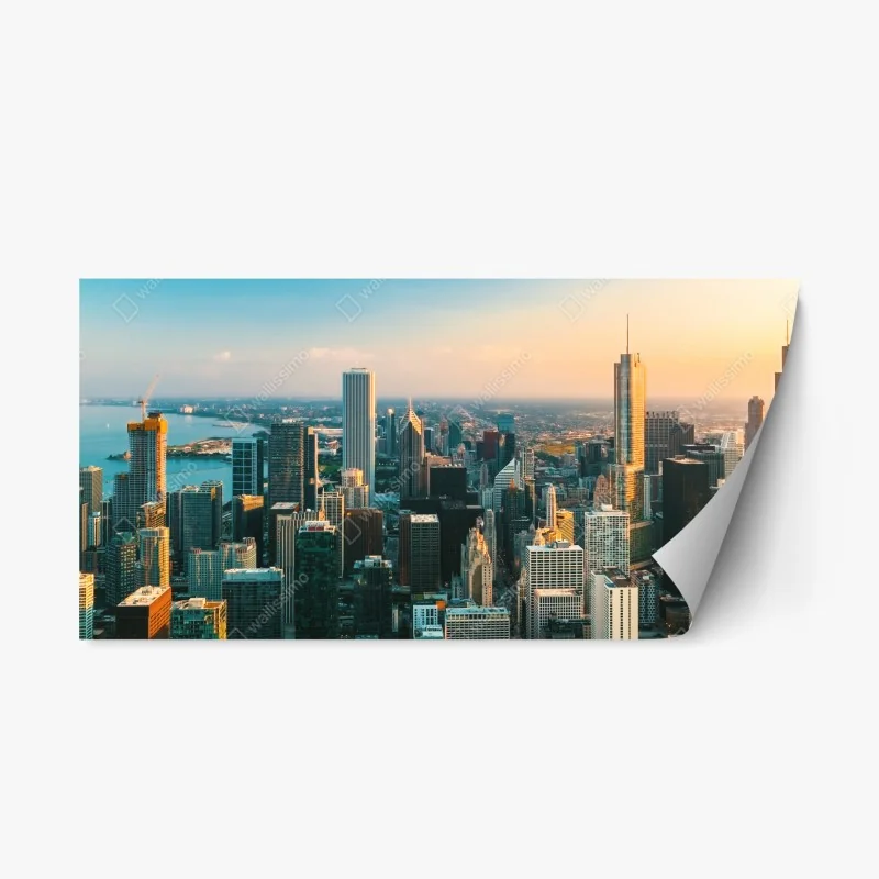 Repositionable sticker Chicago skyline at sunset