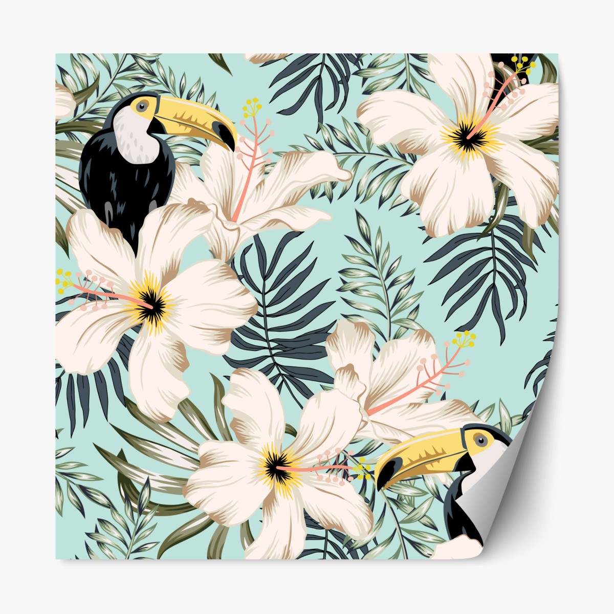 Repositionable sticker tropical toucan floral pattern ⁕ Wallissimo® Repositionable sticker tropical toucan floral pattern ⁕ Wallissimo®