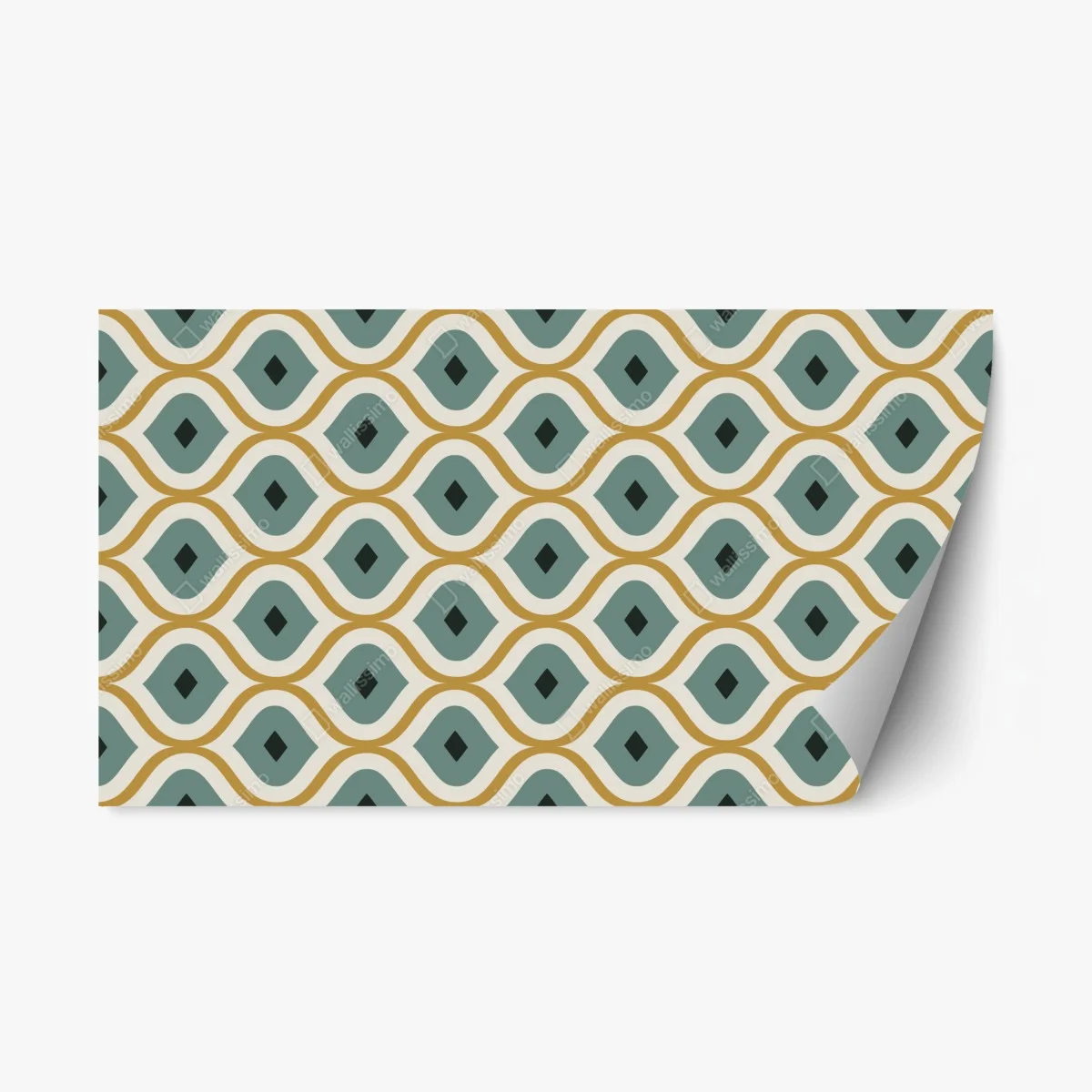Repositionable sticker teal and gold geometric ornament pattern ⁕ Wallissimo® Repositionable sticker teal and gold geometric ornament pattern ⁕ Wallissimo®
