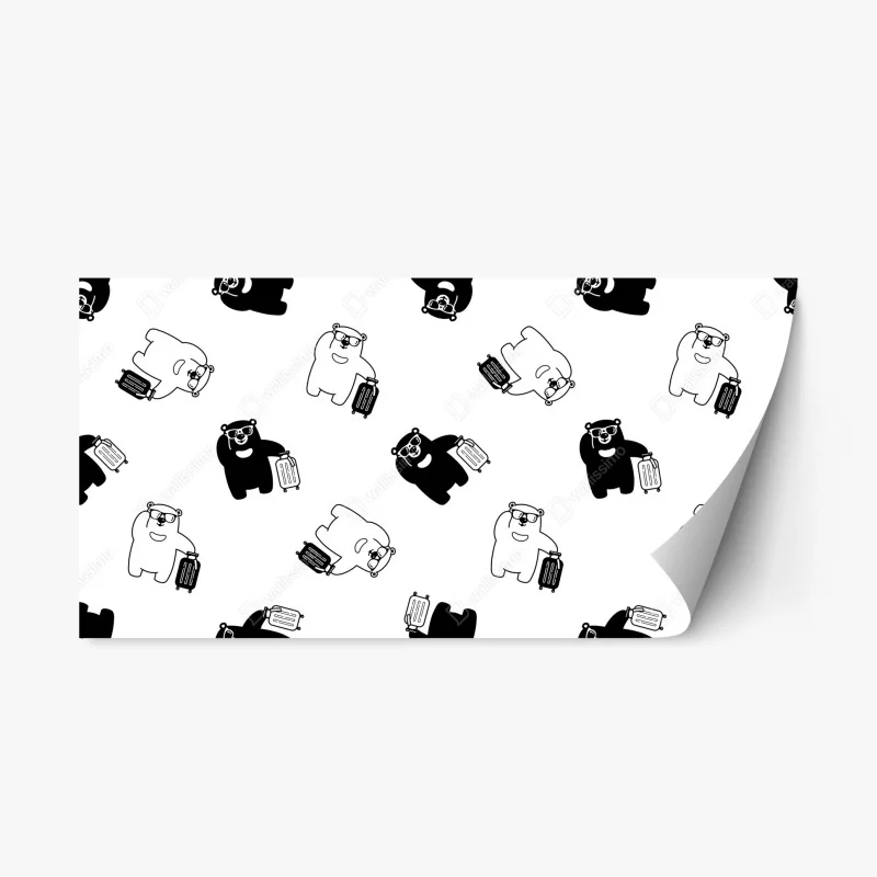 Repositionable sticker traveling bears pattern
