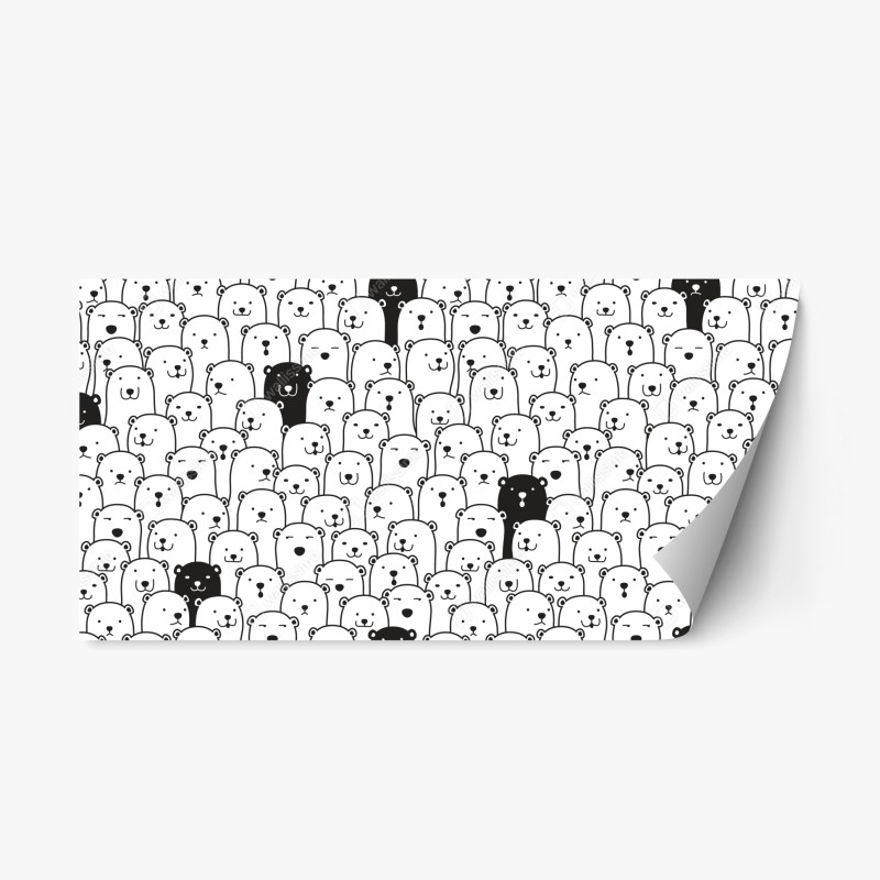 Repositionable sticker adorable bear crowd pattern