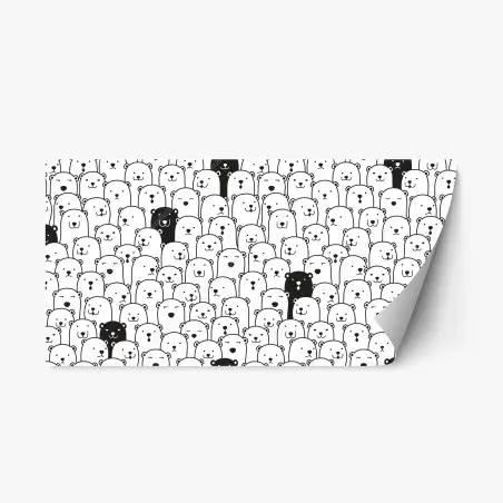 Repositionable sticker adorable bear crowd pattern • Wallissimo®