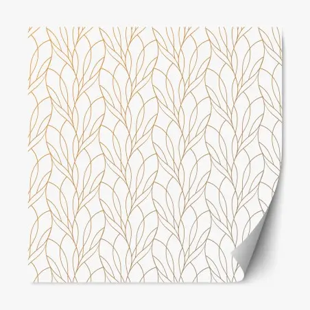 Repositionable sticker golden leaf pattern on white background • Wallissimo®