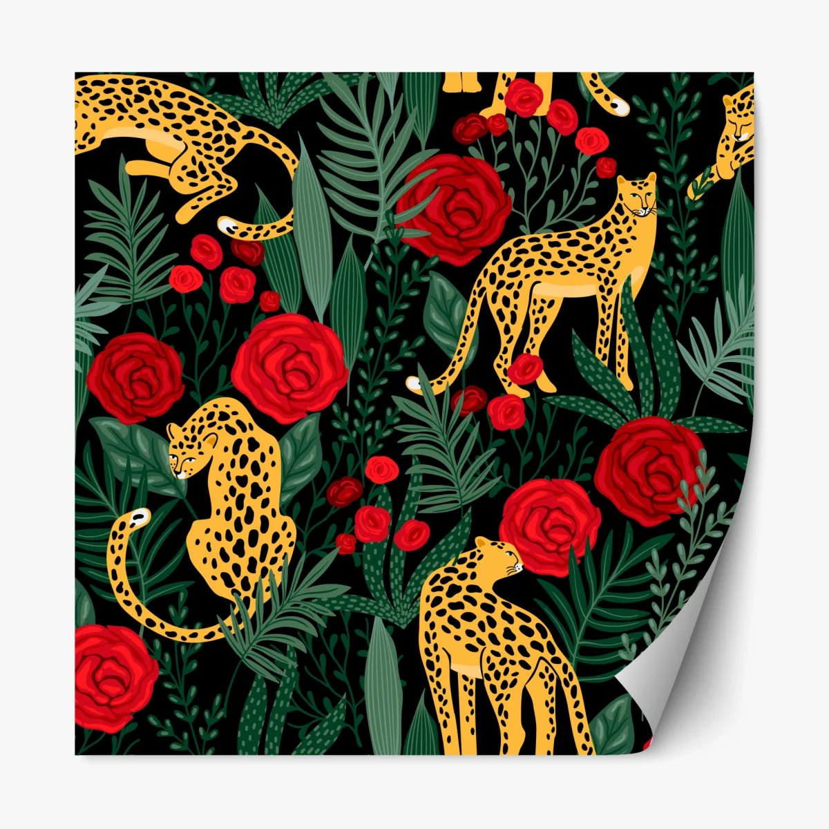 Repositionable sticker exotic leopard and rose pattern ⁕ Wallissimo® Repositionable sticker exotic leopard and rose pattern ⁕ Wallissimo®