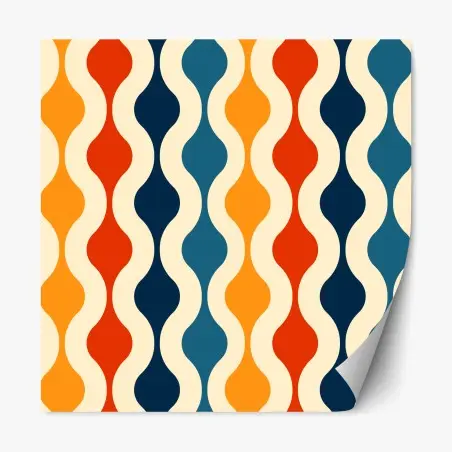 Repositionable sticker retro wavy mid-century pattern • Wallissimo®