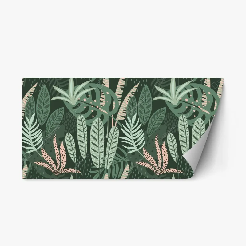 Repositionable sticker tropical leaf botanical pattern