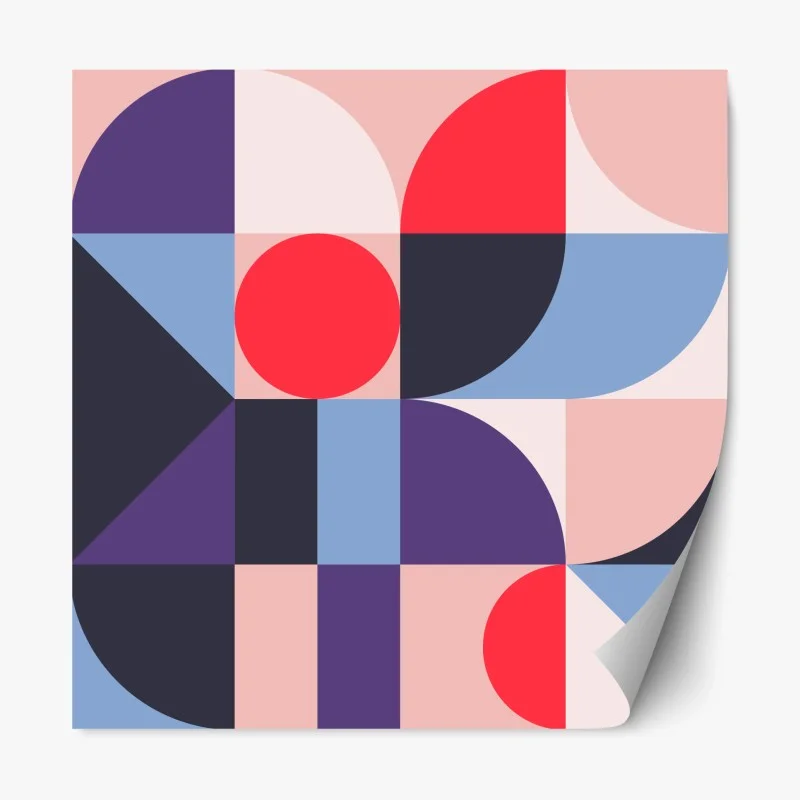 Repositionable sticker geometric pastel shapes composition