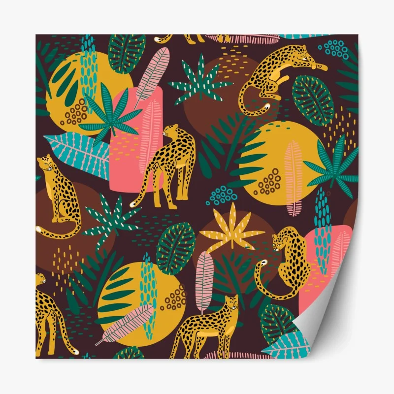 Repositionable sticker tropical leopard jungle pattern