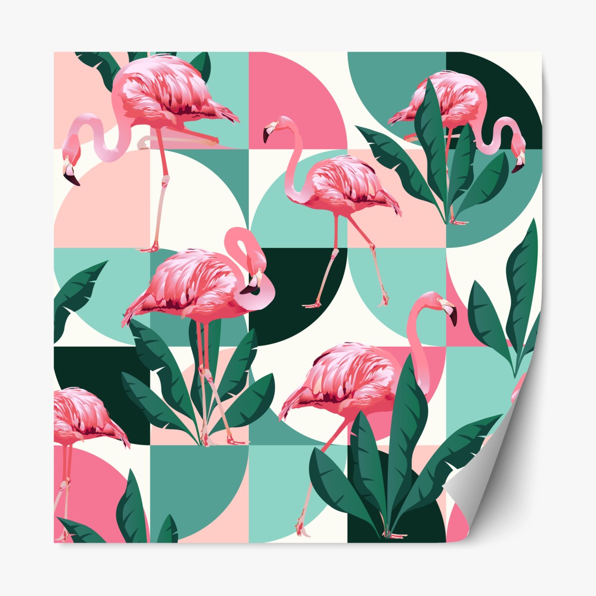 Repositionable sticker playful pink flamingo pattern • Wallissimo®
