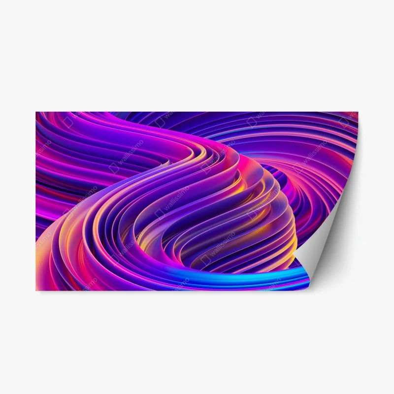 Repositionable sticker vibrant purple 3d ribbon swirl