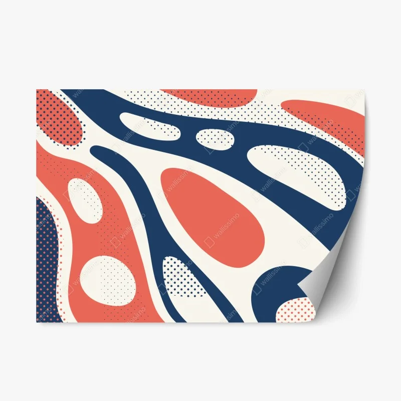 Repositionable sticker retro coral and navy abstract pattern
