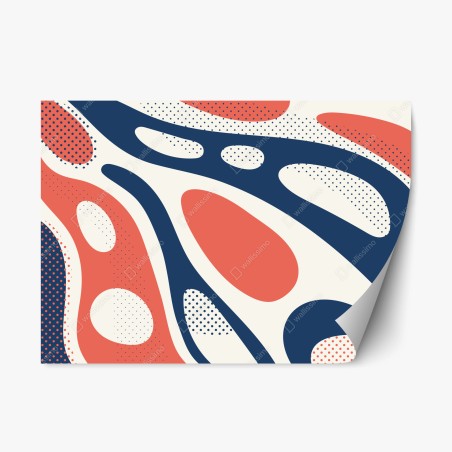 Repositionable sticker retro coral and navy abstract pattern • Wallissimo®