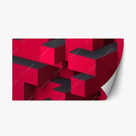 Repositionable sticker bold red geometric blocks • Wallissimo®