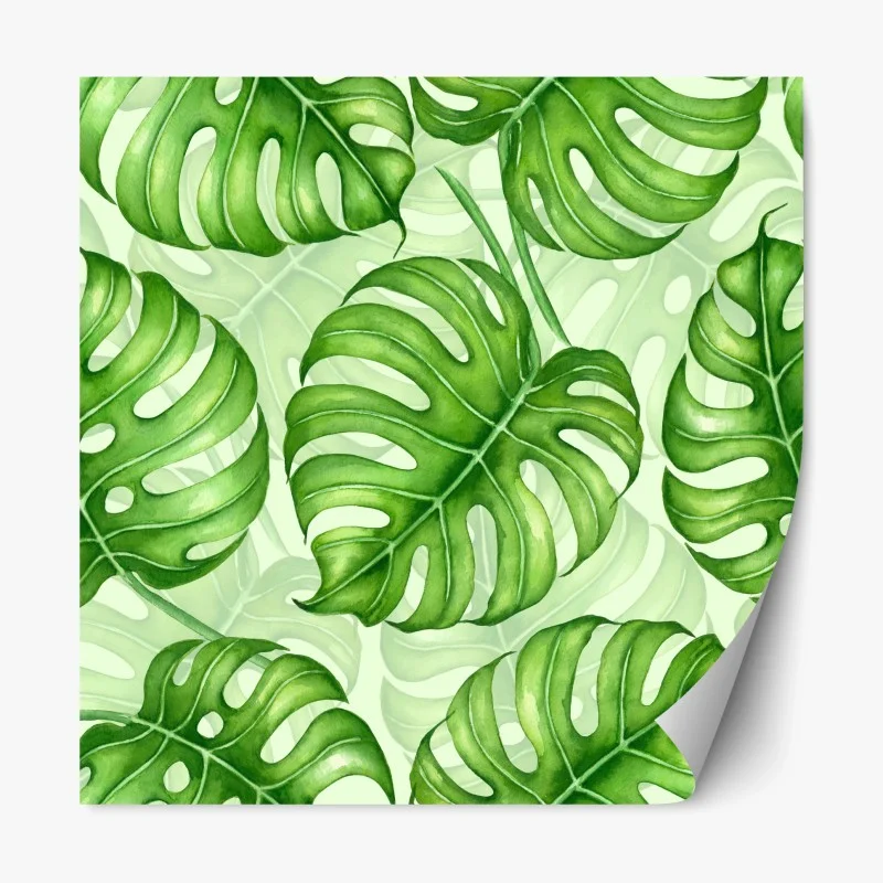 Repositionable sticker watercolor monstera leaf pattern