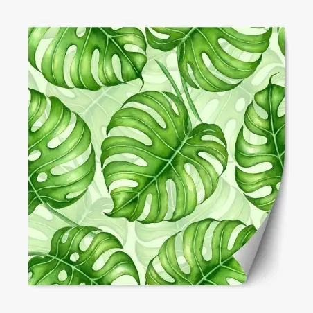 Repositionable sticker watercolor monstera leaf pattern • Wallissimo®
