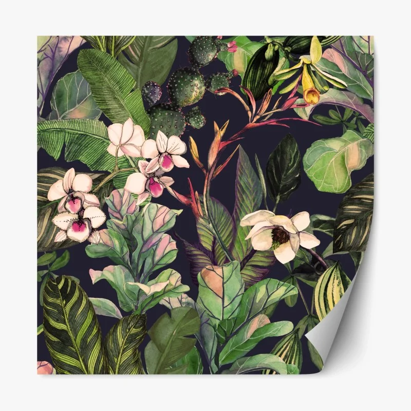 Repositionable sticker tropical watercolor botanical pattern ⁕ Wallissimo®