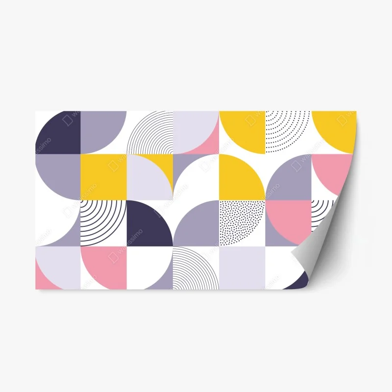 Repositionable sticker pastel geometric pattern with semicircles