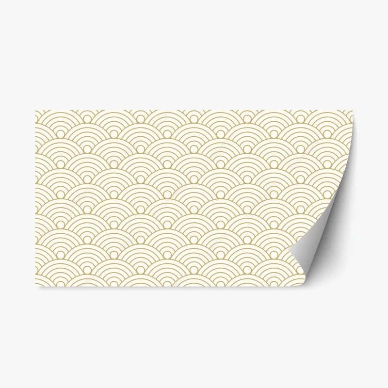 Repositionable sticker gold seigaiha wave pattern