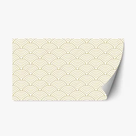 Repositionable sticker gold seigaiha wave pattern • Wallissimo®