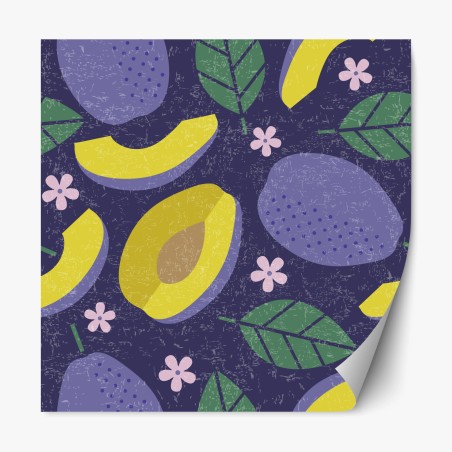 Repositionable sticker playful plum and leaf pattern • Wallissimo®