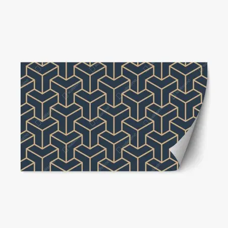 Repositionable sticker navy geometric cube pattern • Wallissimo®