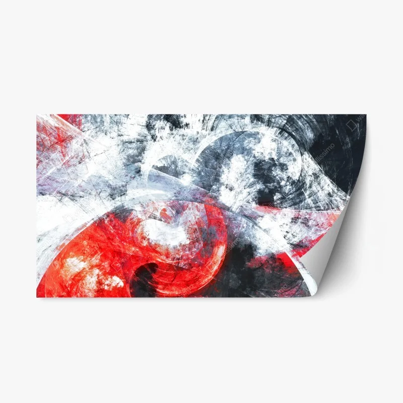 Repositionable sticker dynamic red and white abstract motion