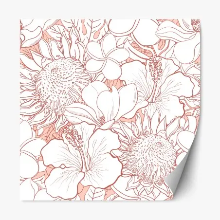 Repositionable sticker delicate coral floral pattern • Wallissimo®