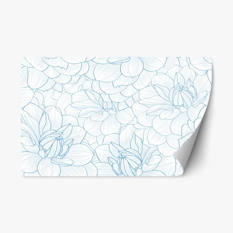 Repositionable sticker delicate blue floral pattern