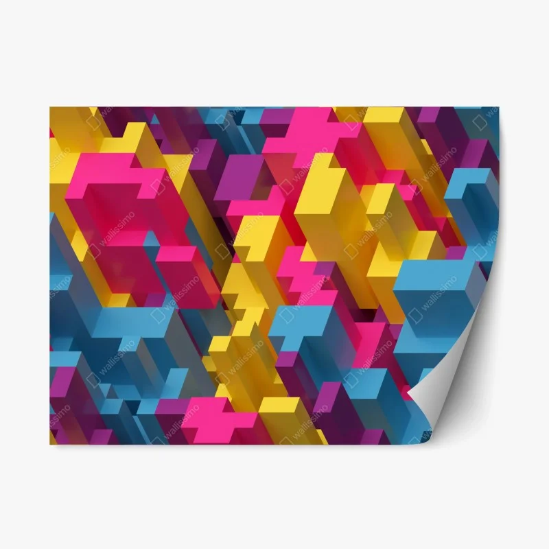 Repositionable sticker vibrant 3d voxel pattern