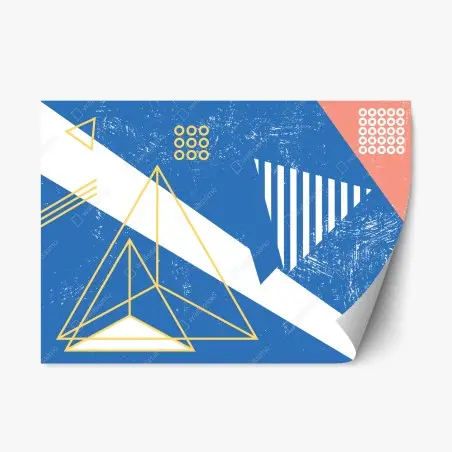 Repositionable sticker blue geometric abstract composition • Wallissimo®
