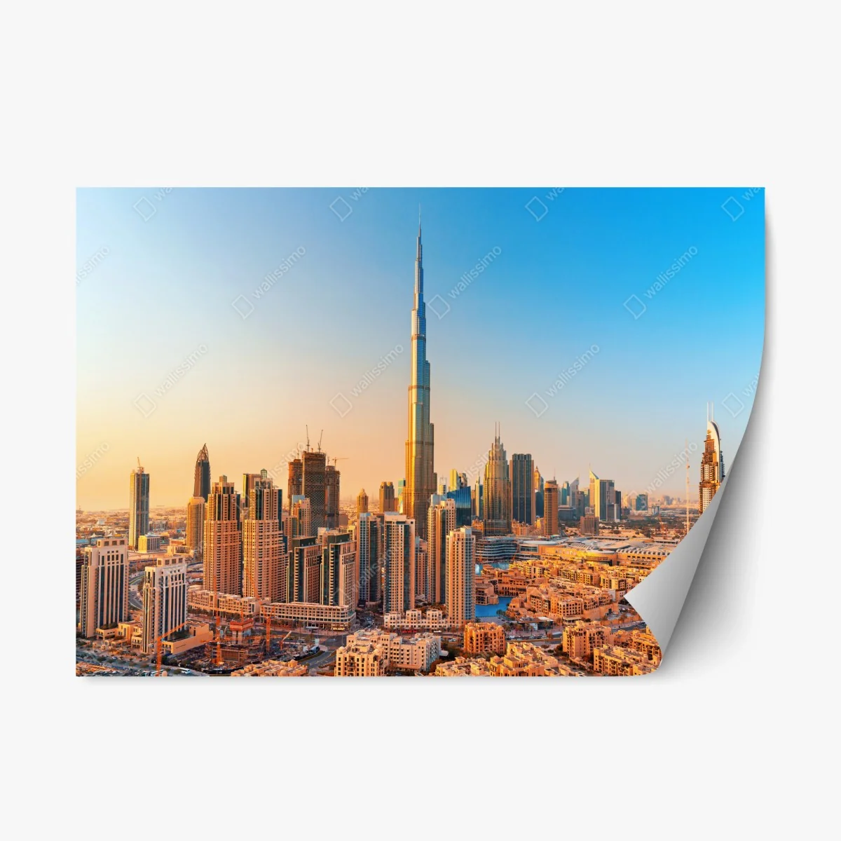 Repositionable sticker Dubai skyline at golden hour • Wallissimo® Repositionable sticker Dubai skyline at golden hour • Wallissimo®