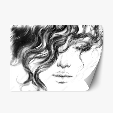 Repositionable sticker ethereal monochrome portrait • Wallissimo®